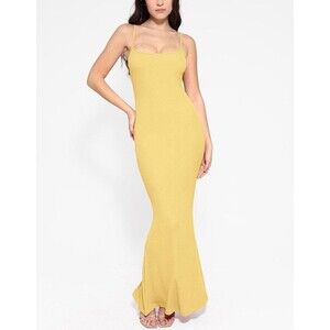 Popilush Women's Ribbed Maxi Slip Dress Slimming Built In Shapewear Size L